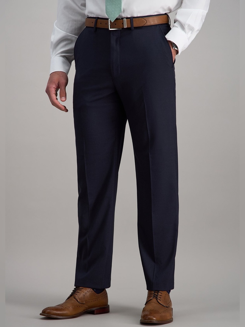 J.M. Haggar Navy Blue Premium Stretch Suit Pant - Flat Front •Size 40x30 • EUC